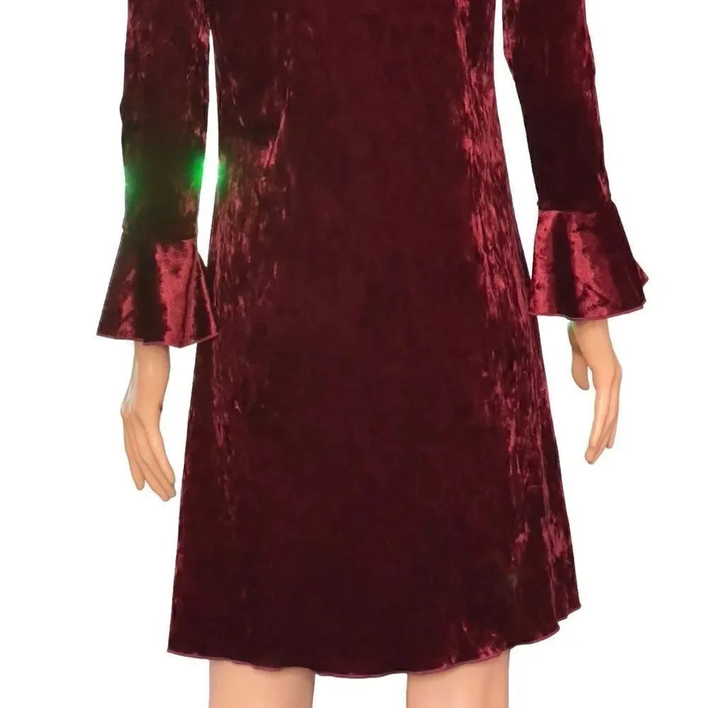 LC Lauren Conrad Red Wine Velvet Shift Dress SMALL - Picture 7 of 13